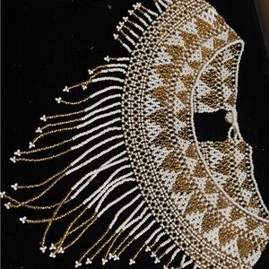 Elegant Gold and White Beaded Necklace